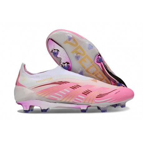 adidas Predator 25 Elite Laceless FG Rosa Blanco