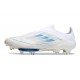 Bota Adidas F50 + Sin Cordones FG Blanco Perla Met Azul