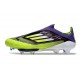Bota Adidas F50 + Sin Cordones FG Morado Rush Ftwr Blanco Limón Lúcido