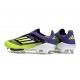 Bota Adidas F50 + Sin Cordones FG Morado Rush Ftwr Blanco Limón Lúcido
