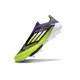 Bota Adidas F50 + Sin Cordones FG Morado Rush Ftwr Blanco Limón Lúcido