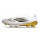 Bota Adidas F50 + Sin Cordones FG Blanco Negro Met Dorado