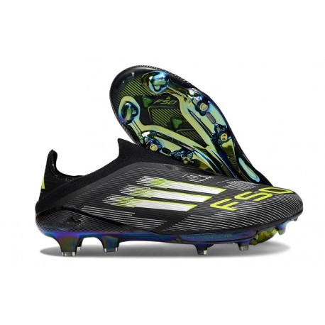 Bota Adidas F50 + Sin Cordones FG Negro Limón Lúcido Blanco