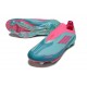 Bota Adidas F50 + Sin Cordones FG Flash Agua Rosa Lúcido Lucid Cyan