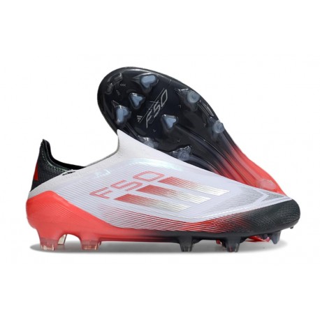 Zapatos Adidas F50 Elite Laceless FG Blanco Negro Rojo