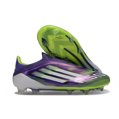 Zapatos Adidas F50 Elite Laceless FG Morado Unity Blanco Amarillo Solar 