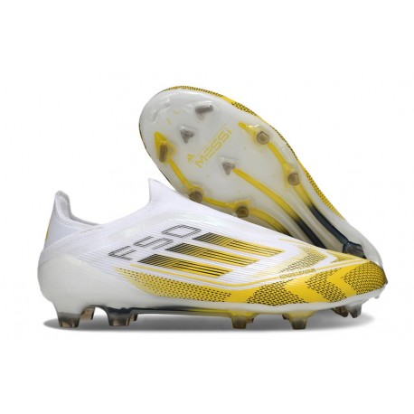 Zapatos Adidas F50 Elite Laceless FG Blanco Amarillo