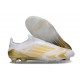 Bota de Fútbol Adidas F50 Elite Sin Cordones FG Blanco Met Dorado