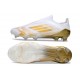 Bota de Fútbol Adidas F50 Elite Sin Cordones FG Blanco Met Dorado