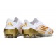 Bota de Fútbol Adidas F50 Elite Sin Cordones FG Blanco Met Dorado