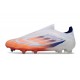 Bota de Fútbol Adidas F50 Elite Sin Cordones FG Ftwr Blanco Rojo Azul Lúcido