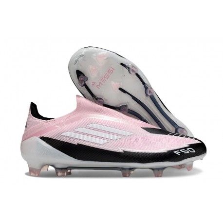 Bota de Fútbol Adidas F50 Elite Sin Cordones FG Rosa Blanco Negro