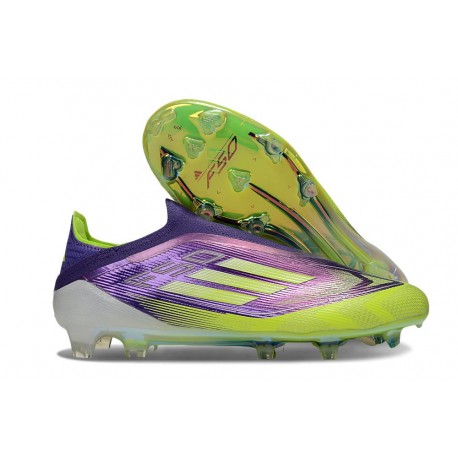 Adidas F50 Elite Sin Cordones FG Morado Rush Ftwr Blanco Limón Lúcido