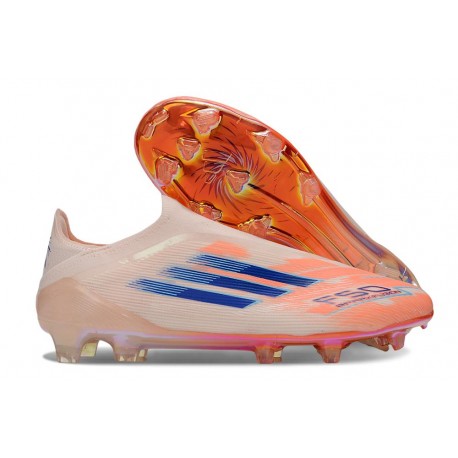 Bota de Fútbol Adidas F50 Elite Sin Cordones FG Naranja Azul
