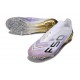 Bota de Fútbol Adidas F50 Elite Sin Cordones FG Blanco Negro Violeta