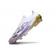 Bota de Fútbol Adidas F50 Elite Sin Cordones FG Blanco Negro Violeta