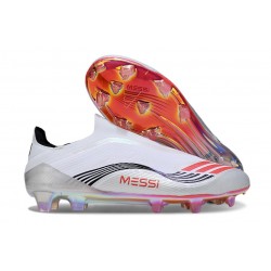 Adidas F50 Elite Sin Cordones FG X MESSI Ftwr Blanco Rojo Lúcido Plateado Met.