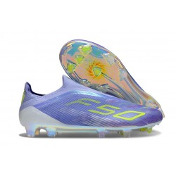 Adidas F50 Elite Sin Cordones FG Violeta Tone Limón Lúcido Morado Rush