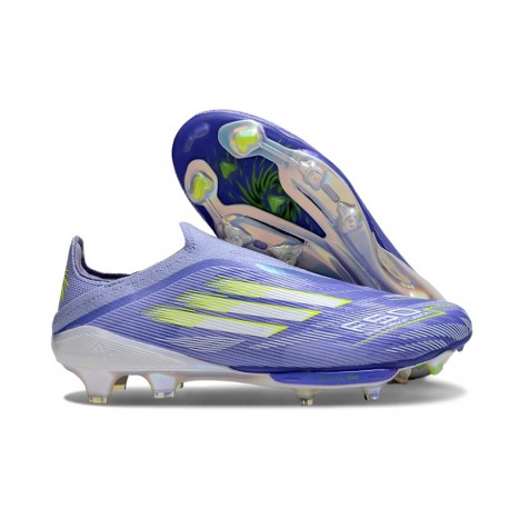 Bota Adidas F50 + Sin Cordones FG Violeta Tone Limón Lúcido Morado Rush