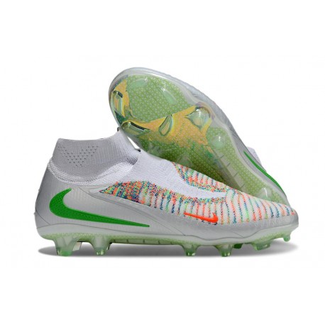 Bota De Fútbol Nike Phantom 6 High Elite Fg Blanco Verde Naranja