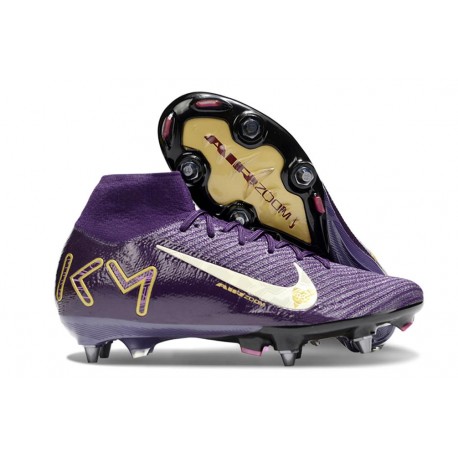 Nike Air Zoom Mercurial Superfly X Elite SG X MBAPPE Grand Morado Marfil claro