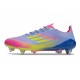 Zapatos de Fútbol adidas F50 Elite SG Azul Fusion Limón Lúcido Rosa Lúcido
