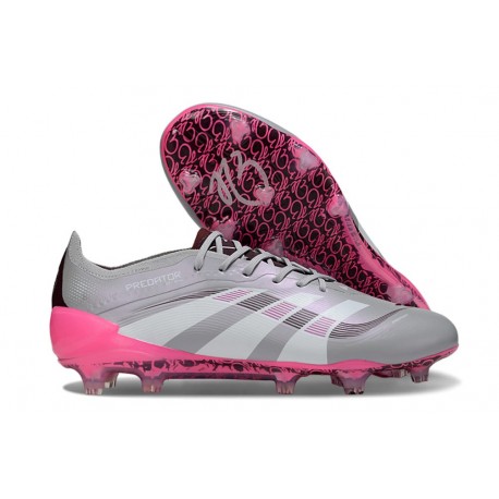 Botines de Futbol adidas Predator Elite FG Gris Blanco Rosa