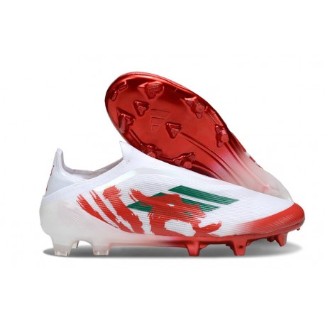 Bota de Fútbol Adidas F50 Elite Sin Cordones FG Blanco Rojo Verde
