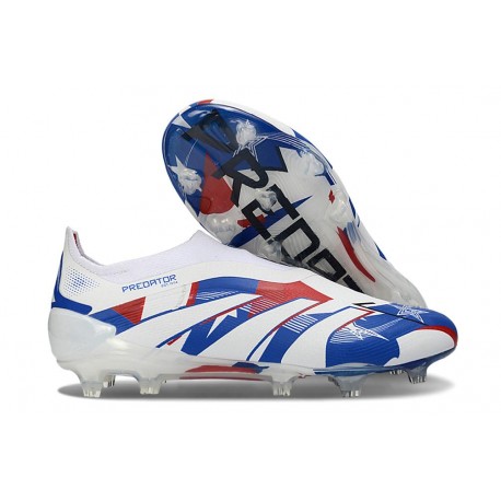 adidas Predator 25 Elite Laceless FG Blanco Azul Rojo