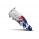 adidas Predator 25 Elite Laceless FG Blanco Azul Rojo