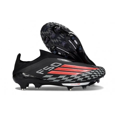 Bota Adidas F50 + Sin Cordones FG Negro Rojo