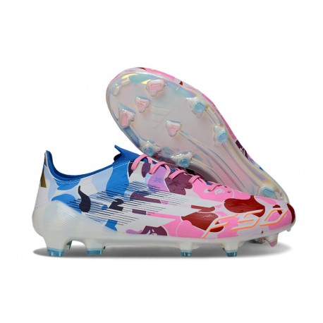 Adidas Bota F50 Elite FG Blanco Rosa Azul
