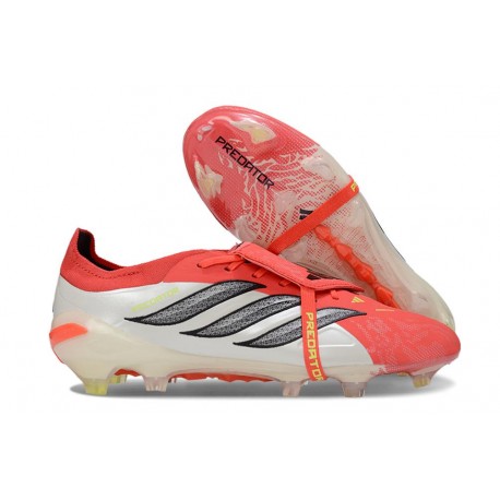 Bota adidas Predator 26 Elite Tongue FG Rojo Lúcido Negro Ftwr Blanco