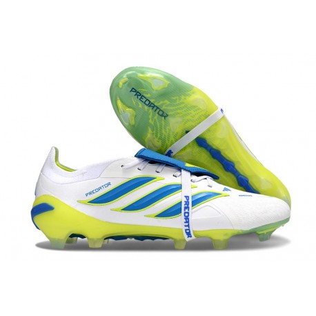 Bota adidas Predator 26 Elite Tongue FG Blanco Azul Amarillo