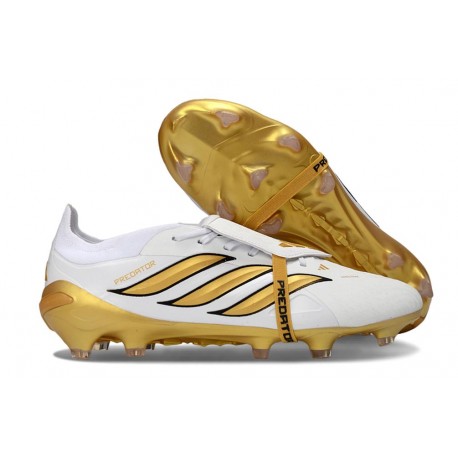 Bota adidas Predator 26 Elite Tongue FG Blanco Dorado