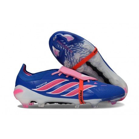 Bota adidas Predator 26 Elite Tongue FG Azul Carrera Explosión Rosa
