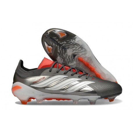 Bota adidas Predator 26 Elite FG Hierro Met. Ftwr Blanco Rojo Lúcido