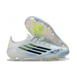Tacos de Futbol Adidas Bota F50 Elite FG Blanco Azul Negro