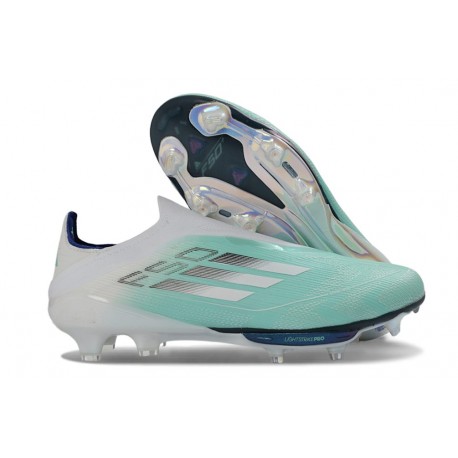 Zapatos de Fútbol Adidas F50+ Laceless FG Verde Plateada Blanco