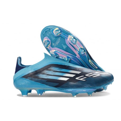 Zapatos de Fútbol Adidas F50+ Laceless FG Negro Azul