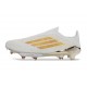 Zapatos de Fútbol Adidas F50+ Laceless FG Blanco Dorado