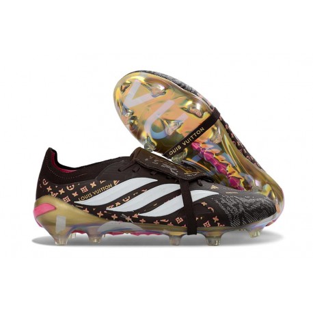 Bota adidas Predator 26 Elite Tongue FG Negro Blanco Dorado