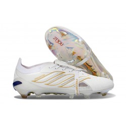 Bota adidas Predator 26 Elite Tongue FG Blanco Dorado