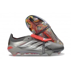 adidas Predator 26 Elite Tongue FG Hierro Met. Ftwr Blanco Rojo Lúcido