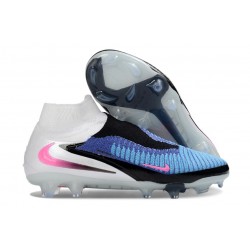 Bota De Fútbol Nike Phantom 6 High Elite Fg Azul Carrera Explosión Rosa Blanco