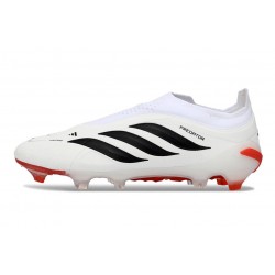 Bota adidas Predator Sin Cordones Elite FG Blanco Negro Rojo