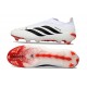 Bota adidas Predator Sin Cordones Elite FG Blanco Negro Rojo