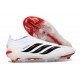 Bota adidas Predator Sin Cordones Elite FG Blanco Negro Rojo