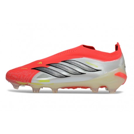 Bota adidas Predator Sin Cordones Elite FG Rojo Lúcido Negro Ftwr Blanco