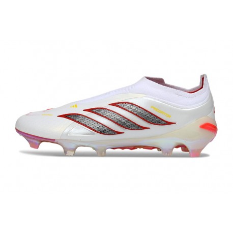 Bota adidas Predator Sin Cordones Elite FG Blanco Rojo Negro